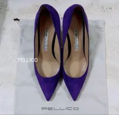 値下げ不可！PELLICO ヌバックパープルパンプス 37 1/2 スエードのサムネイル
