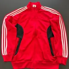 adidas 赤×白　刺繍ロゴ　トラックトップ　スリーストライプ サイズ O
