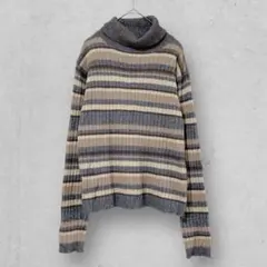 z1073【サマンサモスモス】タートルネックボーダーリブニット　長袖　レディース