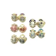 ❤オーロラビジューのキラキラカメオカボション❤