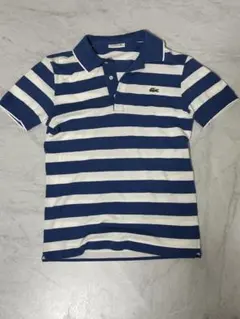 Lacoste 青白ストライプ ポロシャツ　値下げ交渉可能‼️