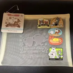 タリーズコーヒー　トムとジェリー　メッシュフラットポーチ　ステッカー
