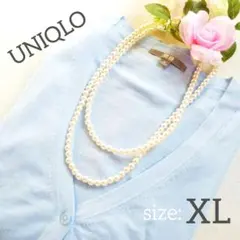 ♥️ユニクロ♥️UVカット Vネックカーディガン 綿100% 水色 LL♥️