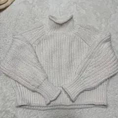 H＆M ホワイト タートルネック ニットセーター Lサイズ