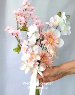 （特価）桜　ブートニア付ウェディングブーケ　春色　ガーベラ　スイートピー