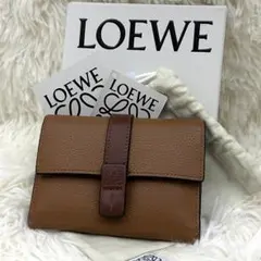 ［美品］LOEWE アナグラム バーティカルスモールウォレット 三つ折り財布