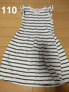 H&M ストライプ ハート柄 ワンピース【場所 上紺】