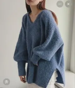 kastane メランジVニット　ブルー　青