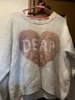 ホワイトニットセーター ハート「DEAR」