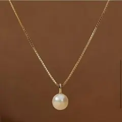 〖匿名配送〗シンプル1粒パール ネックレス ゴールドチェーン