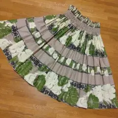 フラ　パウスカート　丈73cm　ハイビスカス柄