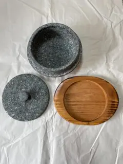 石鍋 石焼ビビンバ鍋 直径20cm 木皿付 1個セット 新品 石焼料理 韓国 