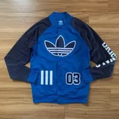 Ｍアディダスadidasブルーネイビー青紺トラックジャケットジャージスタジャン