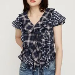 MIX FRILL COMPACT BL sly 新品　新作　ネイビー　チェックのサムネイル