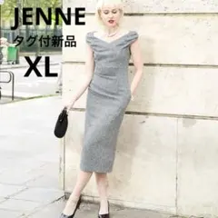 新品✨ジェンヌ JENNE シックストレートワンピース ドレス グレー ツイード