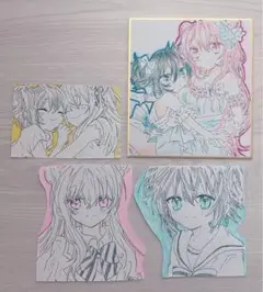 ハピシュガ ハッピーシュガーライフ 手描きイラスト ファンアート 色紙