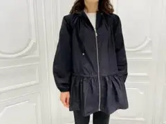 ☆超美品☆エムプルミエブラックポリエステルシルクタフタギャザーブルゾン