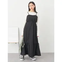 キャミワンピース ブラック フリル