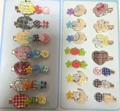 ボタン　ヘアクリップセット*・゜