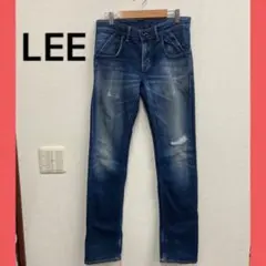♡LEE リーダークブルーデニム スリムフィットダメージありサイズS