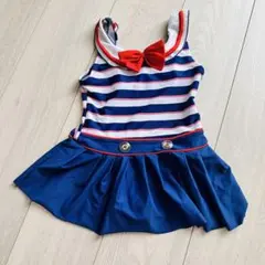 女の子用ストライプワンピース水着