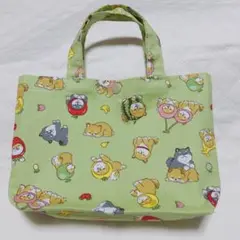 フルーツかぶり柴犬柄ミニトートバック　サブバック