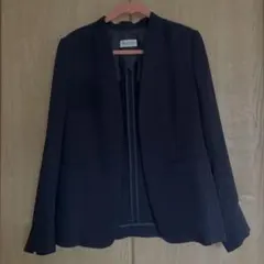 【美品】PLST ノーカラージャケット ネイビー