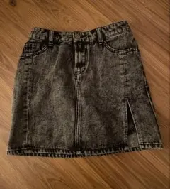 グレー デニム ミニスカート スリット入り レディース M
