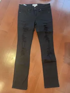 BCBGダメージ加工 ブラック スキニージーンズ