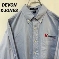 N-5682 DEVON&JONES アメリカ古着 ワークシャツ 長袖企業ロゴL