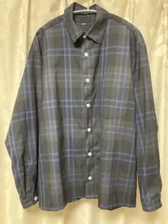 ships シップス　ウールシャツ　ブラック×ネイビーブルー