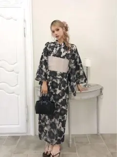 花柄 浴衣 帯セット 2way