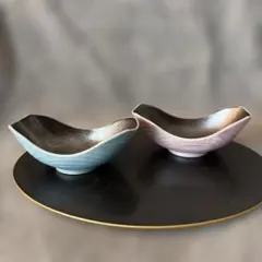 【有田焼】水色と桃色のカーブボウル　2枚セット