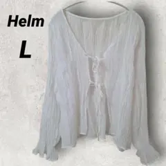 Helm ❤️ ヘルム リボン カーディガン シアー 長袖 ホワイト L