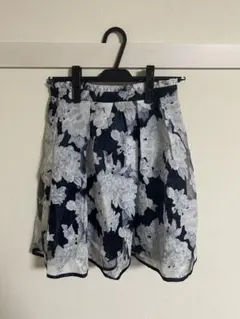 【nohea】スカート ネイビー 花柄 シースルー Mサイズ　ウエストゴム