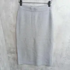 【グリーンレーベルリラクシング】グレーのリブニットタイトスカート　キレイ目