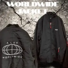 00s Y2K アルセ バックロゴ MA-1ブルゾン ブラック L