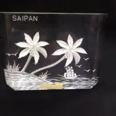 当時物 SAIPAN ガラス製 クリスタル 彫刻 置物 サイパン 海