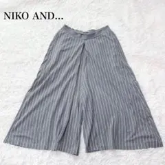 ニコアンド ガウチョパンツ ワイド ウエストゴム タック ストライプ カジュアル
