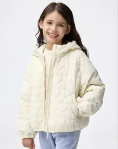 完売 GU ジーユー GIRLS ウォームパデッドハートキルティングブルゾン