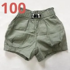キッズ カーキ ハーフパンツ リボン付きバースデイ100美品