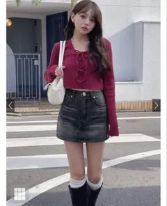 レースアップトップス×キャミニットアンサンブル[mb1577]