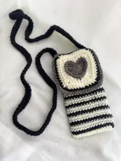 はーとのすまほぽーち / グラニースクエア / ハート / 手編み 編み物