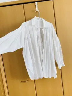ホワイト コットン バルーンスリーブシャツ