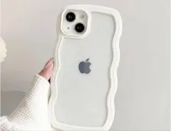 iPhone用波型デザインケース ホワイト　iPhone12 白