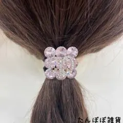 合金　大粒　沢山　ラインストーン　正方形　ヘアゴム04三連ゴム　高品質可愛華やか