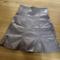 レザー フレアスカート 紫