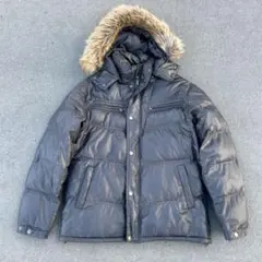 Y2K ファー付きブラック ダウンジャケット Lサイズ