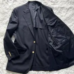 【希少L 美品】バーバリーロンドン　紺ブレ　金ボタン　テーラードジャケット