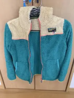 フリースジャケット ターコイズ ベージュ